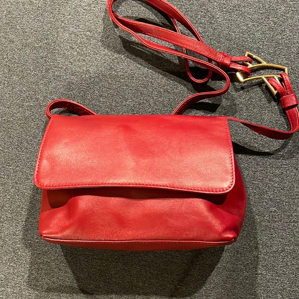 EUC Vtg PALOMA PICASSO Red Leather Shoulder/Cross Body Handbag